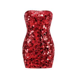 Abito da <span class=keywords><strong>sera</strong></span> elegante e sexy senza spalline in cashmere con paillettes, nuovo modello estivo da donna, stile europeo-americano, <span class=keywords><strong>di</strong></span> alta gamma, per il commercio transfrontaliero - Product Image 5