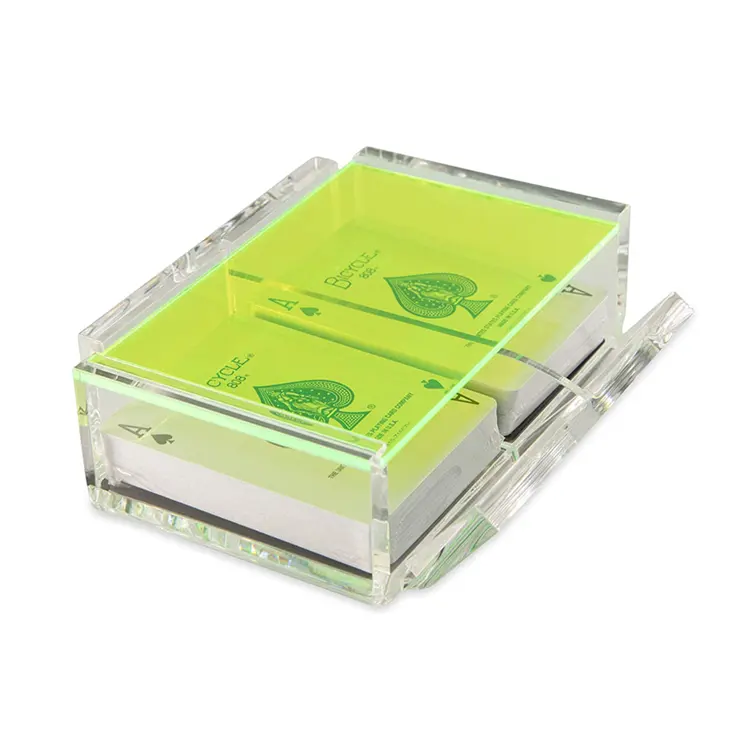 Acrylic Canasta Card Holder Tray 2 Decks of Playing Cards Acrylic Box with Sliding Lid and Revolving Base