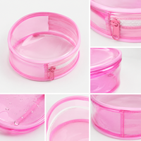 Pochette zippée en PVC transparente personnalisée pour éponge de maquillage, emballage cadeau mignon pour cosmétiques, petits sacs ronds en plastique pour maquillage