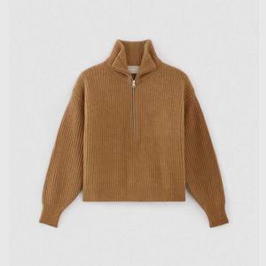 Suéter de punto de lana con media cremallera de <span class=keywords><strong>Merino</strong></span> de fieltro para mujer hecho a medida - Product Image 2