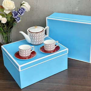 European Style Minimalist Red Circular Pattern Porcelain <b>Tea</b> and Coffee <b>Set</b> Hot Selling Ceramic Collection - Product Image 1