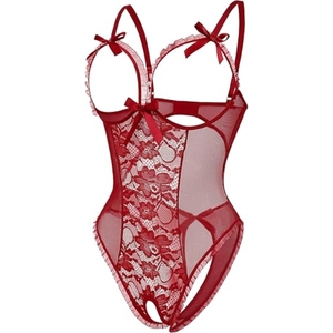 Lencería sexy de una pieza para mujer, babydoll de encaje, body de control ligero, fino, 95% poliéster, 5% elastano, tela <span class=keywords><strong>dobby</strong></span>, OEM - Product Image 2