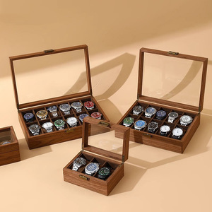 Boîte de rangement pour montres en noyer rétro, écologique, en matériaux recyclés, grande capacité, anti-poussière, pour montres <span class=keywords><strong>CASIO</strong></span> - Product Image 1