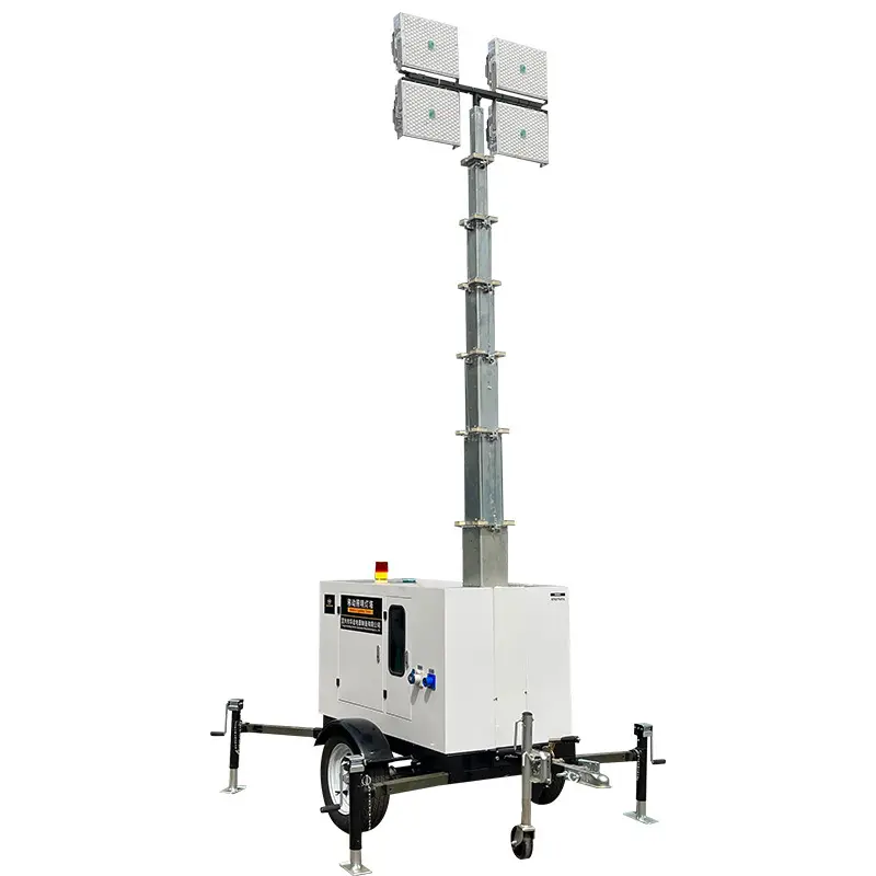 Lumind Mobile Lighting tower 7m 4*1000W LED Light diesel light tower generator Construção Emergency Work Lamp