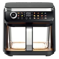Nouveau modèle de four à air chaud en verre, 360 °   Friteuse à air sans huile visible, écran tactile numérique, température et minuterie, friture, cuisson, rôtissage