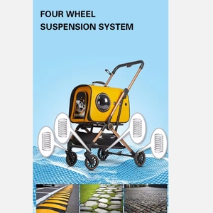 Meistverkaufter Faltbarer Moderner Glas-<span class=keywords><strong>Trolley</strong></span> mit 4 Rädern, Kapsel-Haustierwagen für Kleine Hunde - Product Image 5