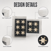 Boîte à cupcakes personnalisée écologique en carton perforé avec couvercle transparent et insert, idéale pour les boulangeries, cafés et événements