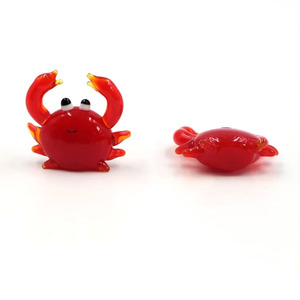 Custom Size Handmade Murano Lampwork Red Glass <strong>Crab</strong> Animal Figurine Miniature Smiling <strong>Crab</strong> <strong>Ornament</strong> Decor - Product Image 5