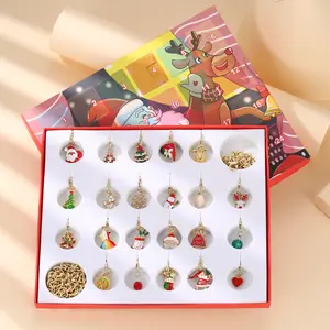 Christmas Countdown Calendar Blind Box Jewelry Kit 24pcs Advent Calendar Box DIY Creative Charm Pendant Bracelet