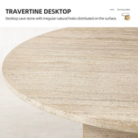Table à manger de luxe en travertin 122 cm, base trépied, style côtier australien minimaliste, table ronde en pierre facile à nettoyer pour l'Australie