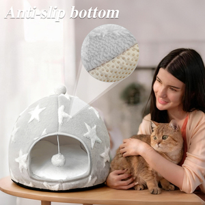 Graziosa Cuccia Rosa Pelosa Antiscivolo per Gatti con Cuscino Rimovibile e Lavabile - Product Image 2