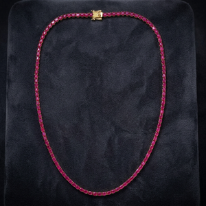 Collier tennis en rubis naturel ovale 6x4 mm, 16 pouces, 22 grammes, plaqué or, argent sterling 925, bijoux élégants et luxueux, cadeau - Product Image 5