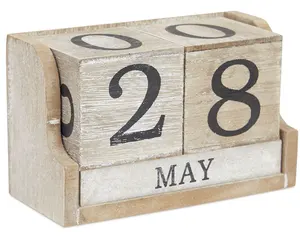 Деревенский офисный декор, деревянный вечный календарь с календарем, блоки, настольное украшение, календарь