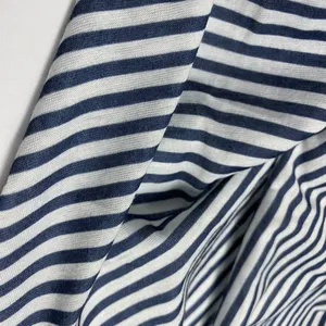 black and white stripes fabric printing interlock fabric/crinkled interlock stripe sheer knit fabric