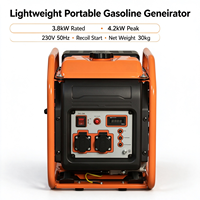 Générateur d'essence portable léger 30 kg 3,8 kW Démarrage par lanceur 230 V 50 Hz Alimentation de secours pour les situations d'urgence (typhon, inondation, panne de courant)