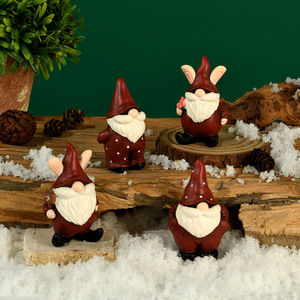 Christmas Elf Resin Figurines 3.9in Matte Finish Indoor Decor Living Room Desktop Ornament Traditional Style Gift - Product Image 1