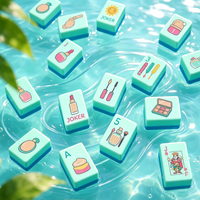 Tuiles de Mahjong flottantes résistantes aux éclaboussures, ensemble de Mahjong tropical pour bord de piscine, jeu de loisirs imperméable pour bord de piscine