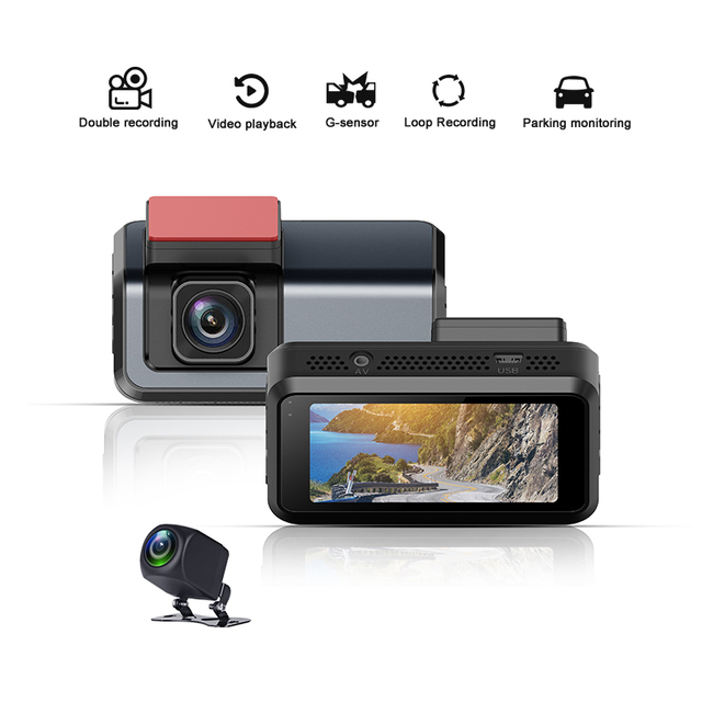 3inch Dash Cam for Car 1080P with G-sensor Loop Recording Car Camera Fit Max 64g Card Front and Rear Dual Lens Car DVR