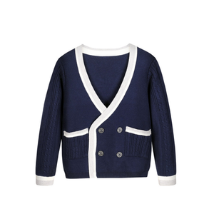 DFSC06 Uniforme Escolar Británico de Otoño e Invierno, Estilo Universitario, Suéter de Algodón de Manga Larga, Cárdigan para Estudiantes - Product Image 2
