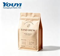 Sacs à café en papier kraft à surface mate avec logo personnalisé, impression en héliogravure de qualité alimentaire, emballages alimentaires écologiques