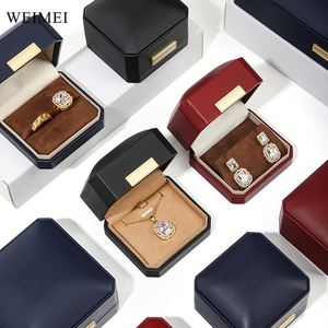 Caja de anillo colgante de microfibra de cuero con logotipo personalizado WEIMEI, caja de regalo personalizada, personalización de gama alta - Product Image 2