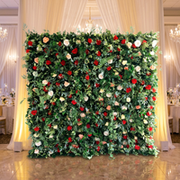SPR Vente en gros de décorations de mariage personnalisées avec des feuilles de plantes vertes, toile de fond en rose, fleurs artificielles en soie, mur de fleurs décoratif