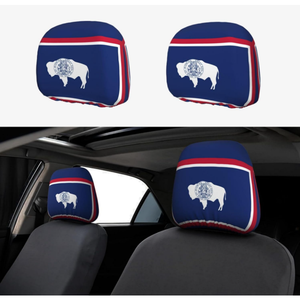 Housses d'appuie-tête de <span class=keywords><strong>voiture</strong></span> imprimées avec le drapeau de l'État du Wyoming, économiques et élastiques, adaptées aux voitures et aux camions - Product Image 4