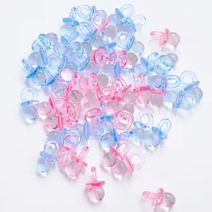 120 Pcs Mini Acrylic Blue Pink Mixed Baby Pacifier Table Scatter Confetti for Baby Shower Birthday Party DIY Decorations