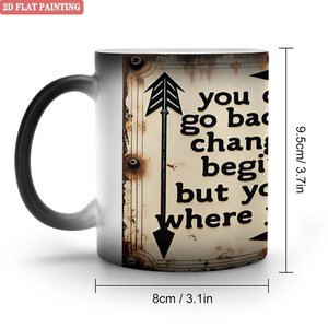Tasse magique givrée noire 11oz en céramique, mug personnalisé à changement de couleur thermique - Product Image 1