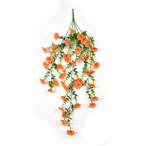 Bouquet de glycines artificielles murales en polyester orange pour décoration intérieure et extérieure - Product Image 1
