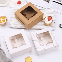 Lot de 12 emballages à cupcakes en papier kraft blanc marbré avec fenêtre, en matériaux recyclés, pour pâtisserie et vente en gros