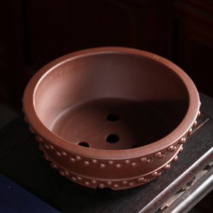 Grand pot à fleurs rond en argile violet foncé, style classique, pour intérieur et extérieur - Product Image 3