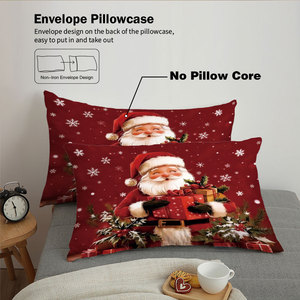 Juego de Ropa de Cama de 3 Piezas con Estampado Digital Navideño, Funda de Edredón de Microfibra Cepillada con Diseño de Papá Noel y 2 Fundas de Almohada para Regalo Navideño - Product Image 3