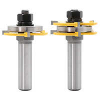 Brocas de Fresado para Madera de 1/4'', 6mm, 1/2'', 12mm y 8mm con Vástago Redondo, Tipo T de 3 Dientes, Herramientas para Trabajar la Madera