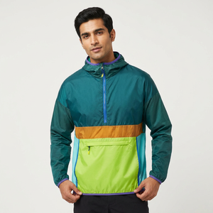 Customizable Color Canvas Stand Collar Zip-up <b>Waterproof</b> Outdoor Hooded Windbreaker for Men <b>Plus</b> <b>Size</b> Running Sports <b>Jacket</b> - Product Image 1