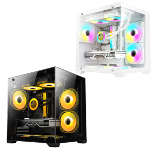 LY Mini tour Châssis de jeu noir Triple zones de refroidissement 240mm <span class=keywords><strong>Radiateur</strong></span> supérieur 160mm <span class=keywords><strong>Hauteur</strong></span> CPU 330mm GPU ATX PSU Vertical MicroATX - Product Image 1