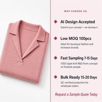 Pull en maille court à col en V et revers 12GG personnalisé OEM pour femme, vente en gros, marque privée, faible MOQ, échantillon rapide, tricot en vrac