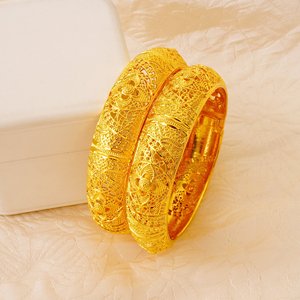 Luxe 24K Vergulde Armbanden En Armbanden Dubai Uitgehold Bloem Totem Hot Selling Bruiloft Bruid Sieraden Vrouwen - Product Image 2