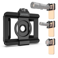 Apexel M17 Amélioré 37mm Clip d'objectif universel double filetage pour téléphone, support réglable pour objectif d'appareil photo de smartphone