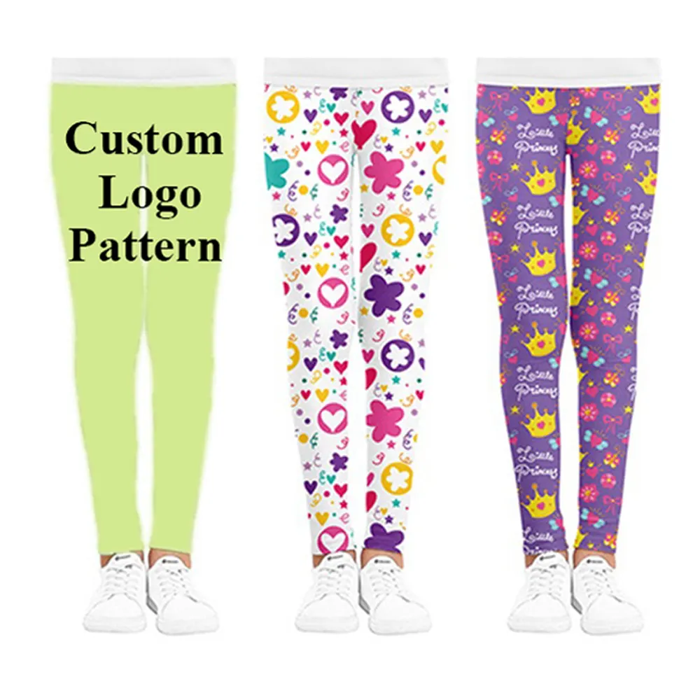 Benutzer definierte Großhandel Druck Blumen Mädchen Leggings Kinder Klassische Hosen Weiche Yoga Hosen Strumpfhosen 2-10Y Kinder Leggings