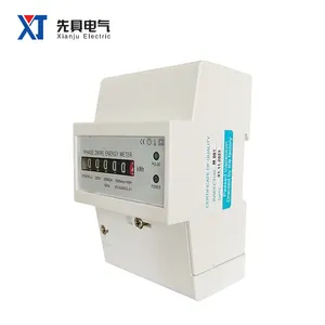 XTM75S-U-1 Long-tail Single Phase 4P Energy Meter Digital Display Pulse Port KWH Meter DIN-Rail Mounting ABS Flame Retardant