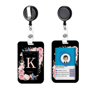 In-stock, printable letter K pattern nurse gift retractable <b>ID</b> keychain plastic card <b>holder</b> set wholesale - Product Image 1