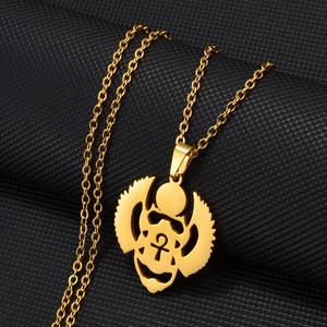 Collier pendentif <span class=keywords><strong>Scarab</strong></span>ée ailé égyptien antique Ankh en acier inoxydable, amulette africaine, charme pour mariages, Clé du Nil # 269221 - Product Image 3