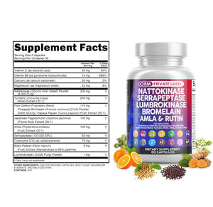Bromelain Papain Papaya enzimleri Rutin vitamini <span class=keywords><strong>VIT</strong></span> <span class=keywords><strong>C</strong></span> takviyesi ile OEM Nattokinase Serrapeptase Lumbrokinase enzim kapsülleri - Product Image 2