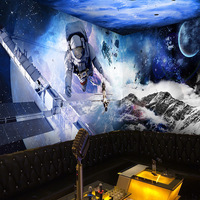 Papier peint de ciel étoilé 3D thème de l'espace de rêve planète décoration murale de plafond pour chambre d'enfants toile de fond de luxe tissu mural