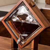 Distributeur de boissons carré pour bar à domicile, décoration de cave à vin, carafe à whisky en bois avec support en bois pour homme, cadeau bourbon, scotch, tequila