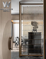 Paravent de séparation en verre et acier inoxydable découpé au laser, moderne et luxueux, sur mesure, pour hall d'hôtel, espaces de bureau, mariages, anniversaires