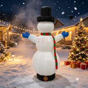 Ballon gonflable bonhomme de neige avec lumière, hauteur 4m, modèle de bonhomme de neige gonflable de dessin animé, décoration de Noël, fourni par l'usine OEM - Product Image 3