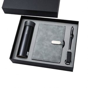 Stylish A5 Desk Essentials Kit 100 <b>Sheets</b> Hardcover Notebook Pen Keychain Tumbler for Work Study Paper Leather Fabric Cover - Product Image 1