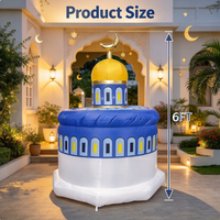 Dôme de mosquée gonflable de 6 pieds pour le Ramadan, décorations Eid Mubarak, décoration gonflable pour l'intérieur et l'extérieur avec éclairage LED intégré